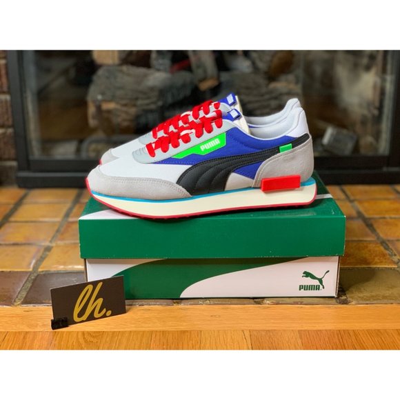 Size 10 Puma Future Rider Ride On “White Dazz Blue” Athletic Sneakers 372838-01 - Picture 1 of 6